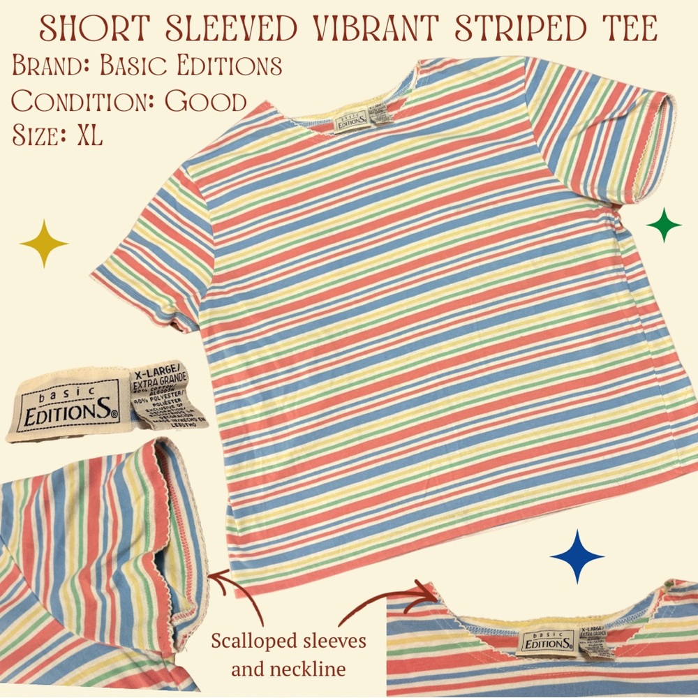 Basic Editions Vibrant Striped Short Sleeve Tee